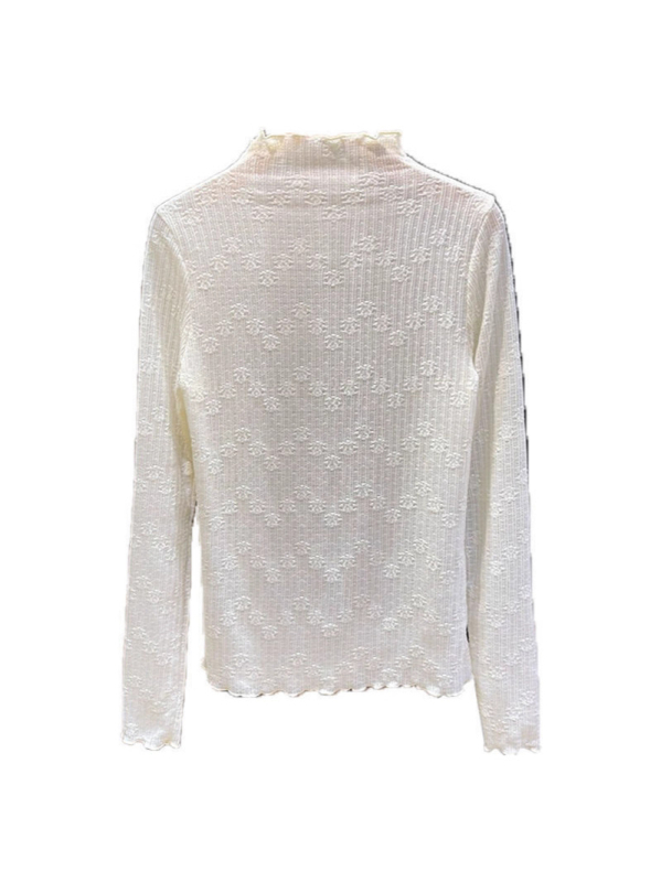 Ženska čipkasta baza bluza s polu-visokim ovratnikom, dugi rukavi, jesen-zima, elegantan gradski stil