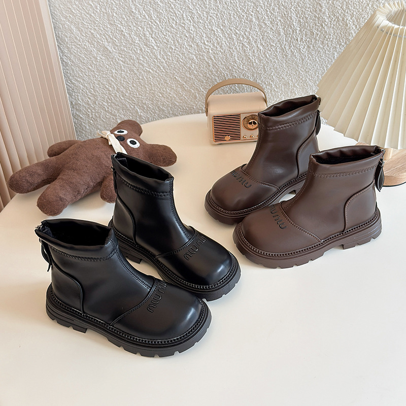 Dječje čizme za sve sezone, PU gornji dio, gumeni potplat, zatvaranje na stražnjoj strani, niski kroj, topla tekstilna uložak