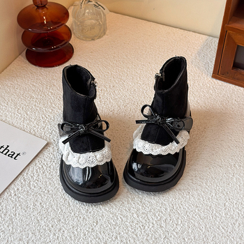 Dječje Lolita čizme za djevojčice, s niskim otvorom, gornji dio od sintetičke kože, uložak od umjetne dlake, zima, korejski stil