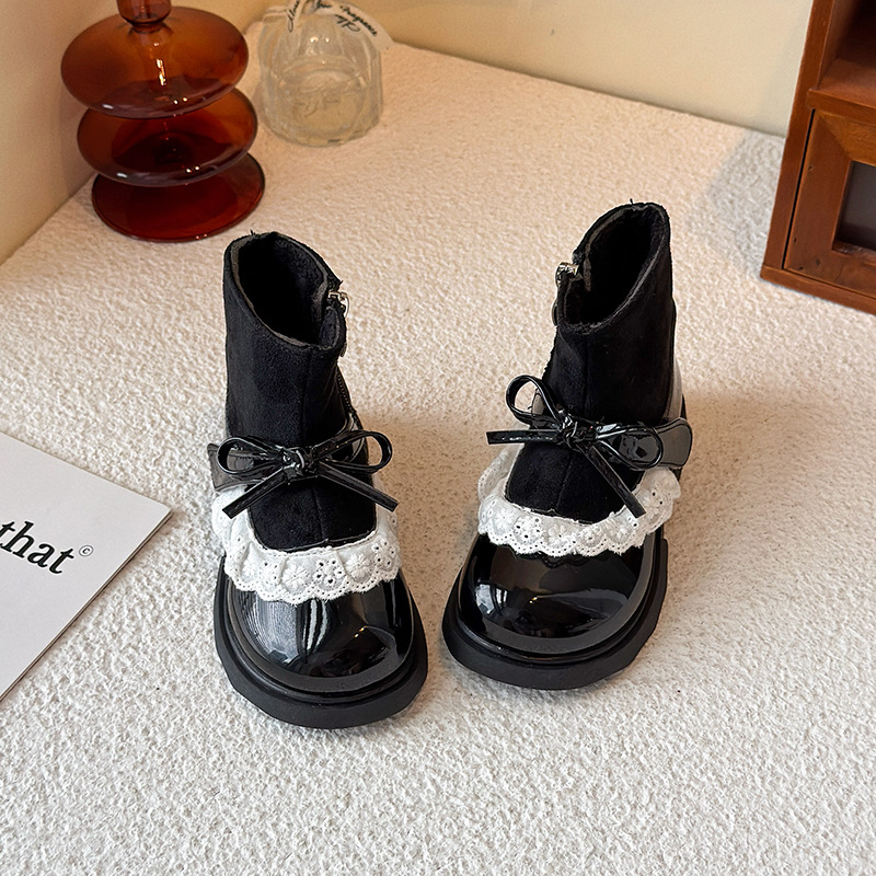 Dječje Lolita čizme za djevojčice, s niskim otvorom, gornji dio od sintetičke kože, uložak od umjetne dlake, zima, korejski stil