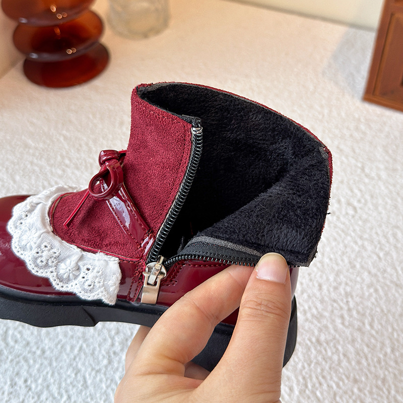 Dječje Lolita čizme za djevojčice, s niskim otvorom, gornji dio od sintetičke kože, uložak od umjetne dlake, zima, korejski stil