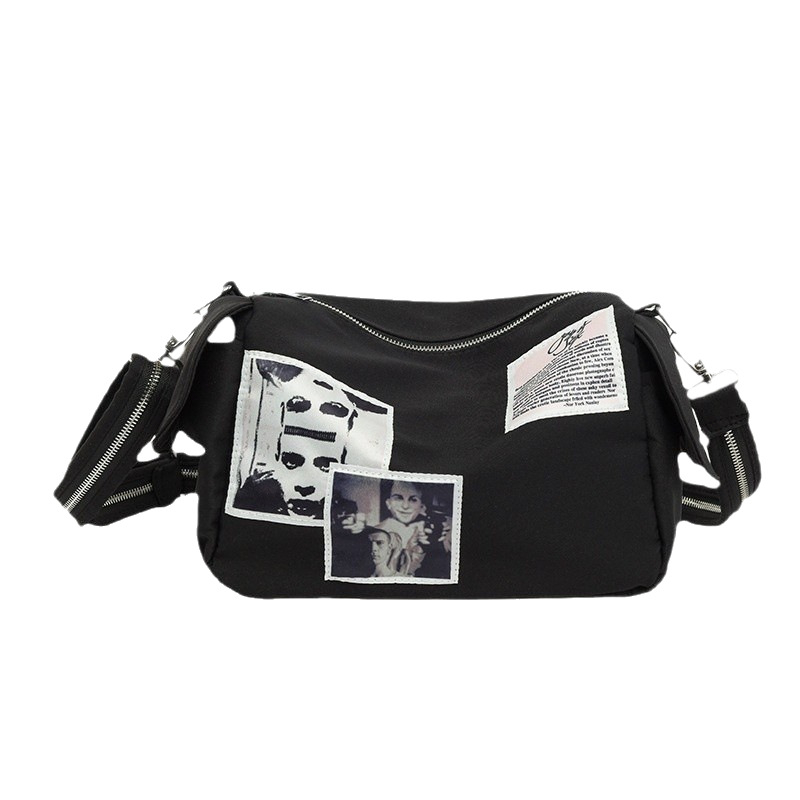 Ženska casual torba s jednim remenom, Oxford materijal, horizontalno kvadratnog oblika, zatvaranje na zip, unutarnji džepovi (zip, za telefon, za ID), poliester podstava