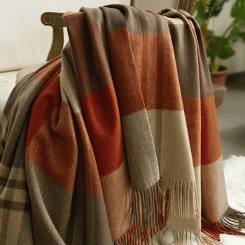 Neck ballet pătură de lână cu carouri geometrice, 100% lână, 800-999 g, pentru toate anotimpurile