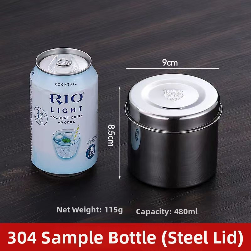 304 rozsdamentes acél minta doboz, kerek, mikrohullámú sütőben használható, 500 darab