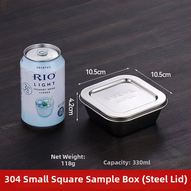 304 rozsdamentes acél minta doboz, kerek, mikrohullámú sütőben használható, 500 darab