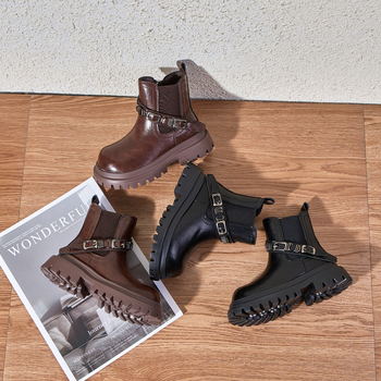 Gyerekeknek szóló Martin csizmák lányoknak, fleece béléssel, oldalsó cipzárral, gumitalppal, csíkos mintázat