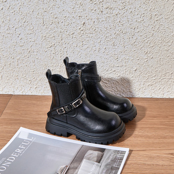 Gyerekeknek szóló Martin csizmák lányoknak, fleece béléssel, oldalsó cipzárral, gumitalppal, csíkos mintázat