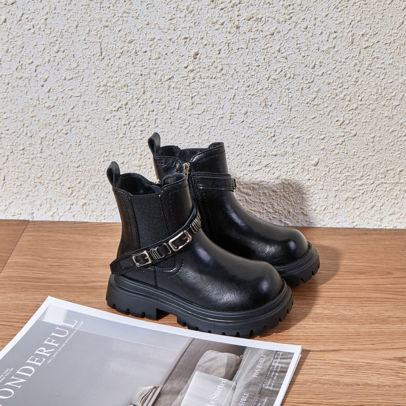 Gyerekeknek szóló Martin csizmák lányoknak, fleece béléssel, oldalsó cipzárral, gumitalppal, csíkos mintázat