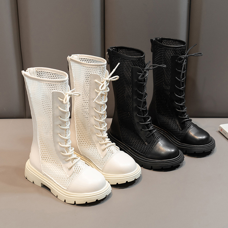 Lányok magas szárú bakancs hátul cipzárral, koreai stílus, tavasz–ősz, 4–12 éveseknek, TPR talp