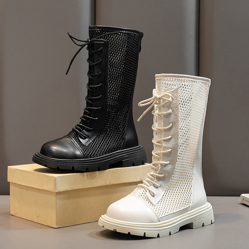 Lányok magas szárú bakancs hátul cipzárral, koreai stílus, tavasz–ősz, 4–12 éveseknek, TPR talp