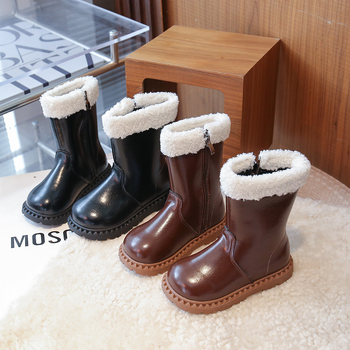 Lányok téli bakancsok, felső rész mikroszálas bőrből, gumírozott talp, oldalsó cipzár, vízálló és melegen tartó, kopásálló