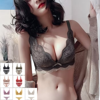 Csipkés vezeték nélküli formázó melltartó készlet, állítható, 3/4 kosár, felső vékony/alsó vastag formázó kosár, hátul háromsoros kapocs