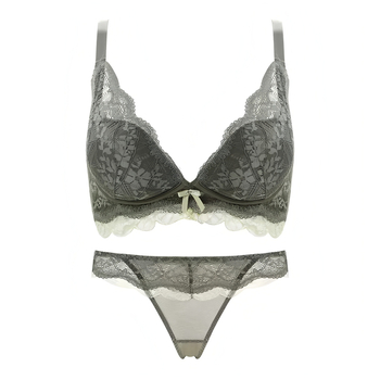 Csipkés vezeték nélküli formázó melltartó készlet, állítható, 3/4 kosár, felső vékony/alsó vastag formázó kosár, hátul háromsoros kapocs