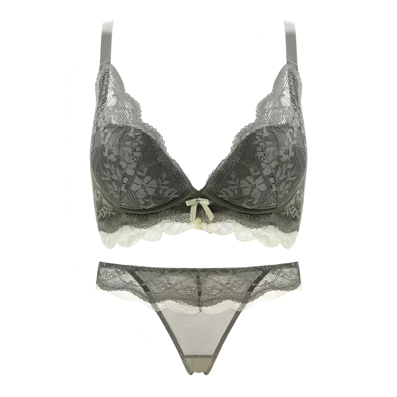 Csipkés vezeték nélküli formázó melltartó készlet, állítható, 3/4 kosár, felső vékony/alsó vastag formázó kosár, hátul háromsoros kapocs