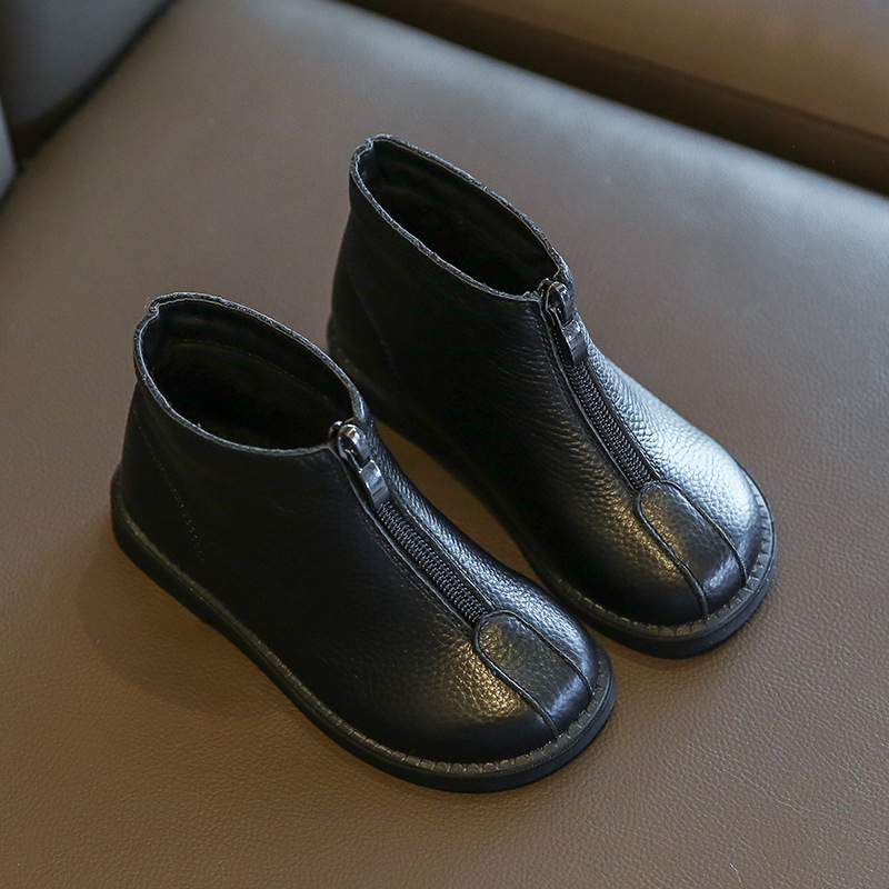 Gyerekeknek való Martin csizma valódi bőrből, fleece béléssel, elől cipzárral, csúszásmentes és kopásálló talppal, őszi–téli szezonra