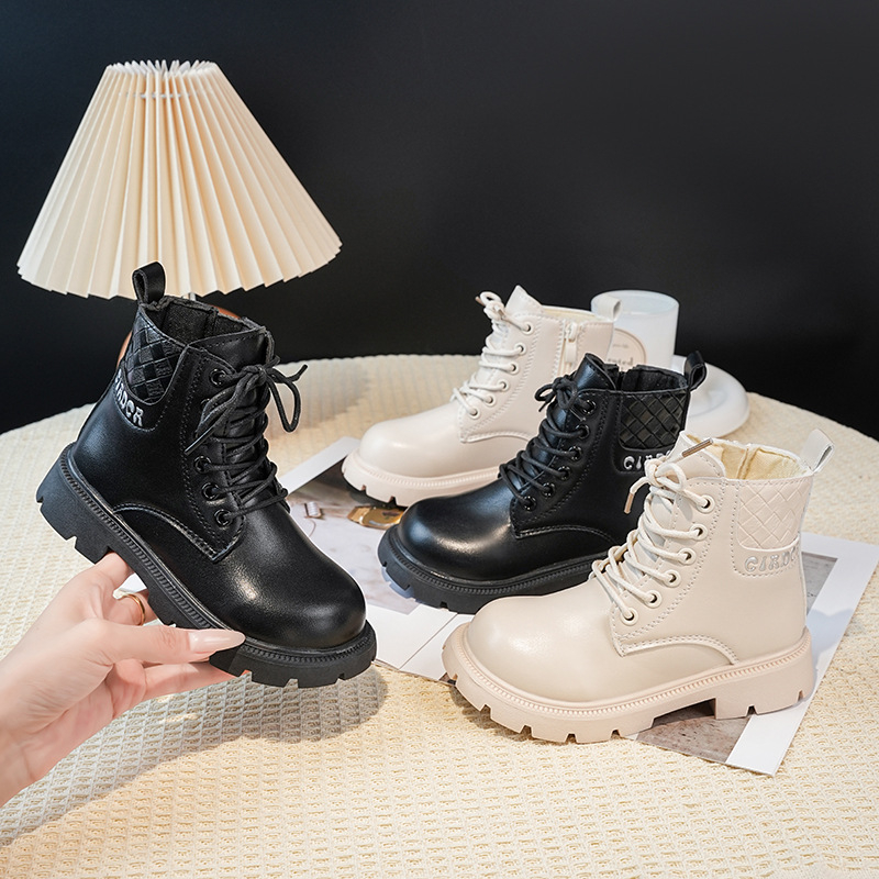 Gyerekeknek Martin csizma, Uniszex, Szintetikus bőr felső rész, Gumi talp, Oldalsó cipzár, Őszi–Téli 2025