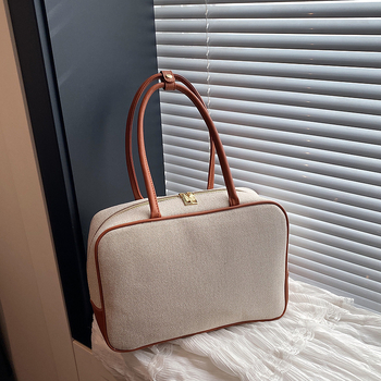 Női szövött tote táska – Szabadidős utazási stílus, Anyag: szalma, Horizontális négyzet alakú, Cipzáras nyitás, Laminált belső zseb cipzárral