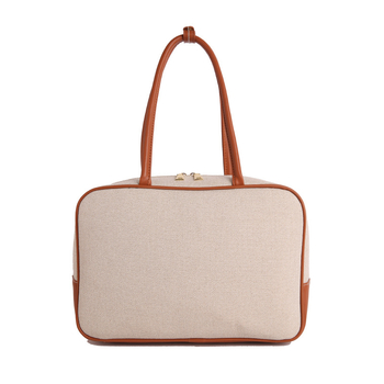 Női szövött tote táska – Szabadidős utazási stílus, Anyag: szalma, Horizontális négyzet alakú, Cipzáras nyitás, Laminált belső zseb cipzárral