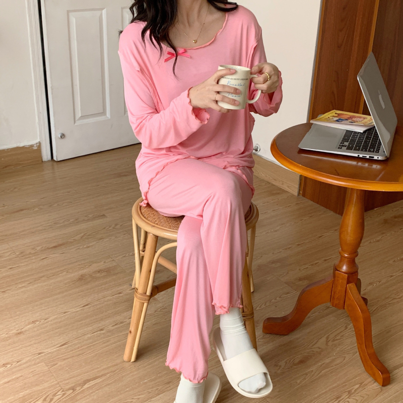 Set de pijamale lactație din Modal | top cu mânecă lungă, acces pentru alăptare, pantaloni, material simplu