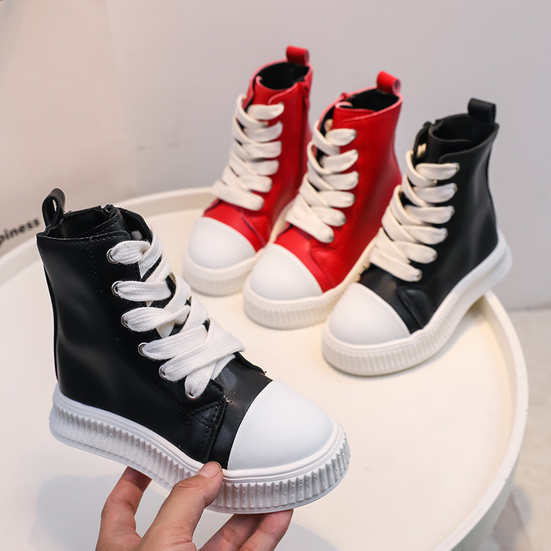 Gyerekeknek szánt divat bakancs szintetikus bőrből, uniszex, ősz, oldalsó cipzár, légáteresztő, könnyű, meleg, kopásálló, koreai stílus, 4–16 éves korosztály