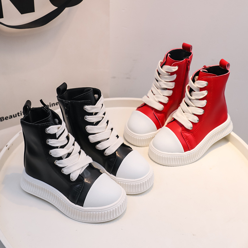 Gyerekeknek szánt divat bakancs szintetikus bőrből, uniszex, ősz, oldalsó cipzár, légáteresztő, könnyű, meleg, kopásálló, koreai stílus, 4–16 éves korosztály