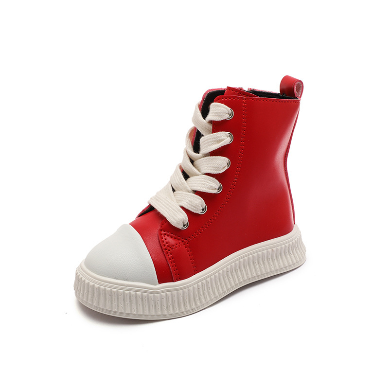 Gyerekeknek szánt divat bakancs szintetikus bőrből, uniszex, ősz, oldalsó cipzár, légáteresztő, könnyű, meleg, kopásálló, koreai stílus, 4–16 éves korosztály