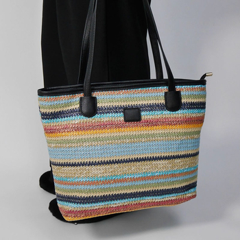 Annmuu Szalma bucket táska – városi egyszerű stílus, cipzáras zárás