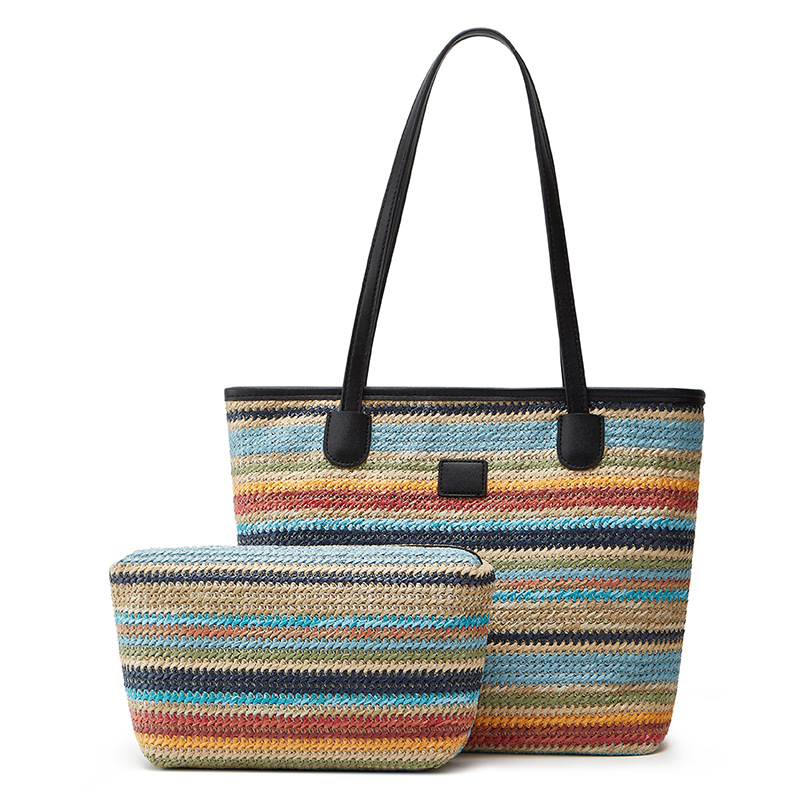 Annmuu Szalma bucket táska – városi egyszerű stílus, cipzáras zárás