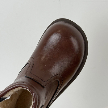 Ghete Martin de iarnă pentru copii, unisex, până la jumătatea gambei – partea superioară din piele microfibra, talpă din cauciuc, fermoar lateral, talpă groasă, căptușeală din blană artificială