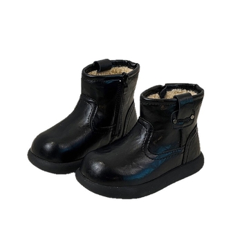 Ghete Martin de iarnă pentru copii, unisex, până la jumătatea gambei – partea superioară din piele microfibra, talpă din cauciuc, fermoar lateral, talpă groasă, căptușeală din blană artificială