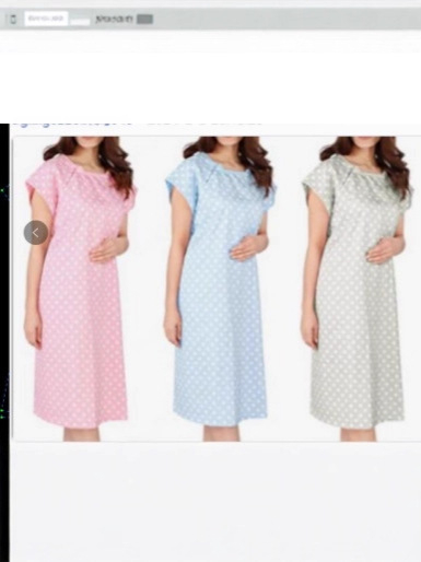 Materninska haljina za dojenje s floralnim uzorkom s točkicama, midi duljina, okrugli izrez, raglan rukavi, elastični poliester