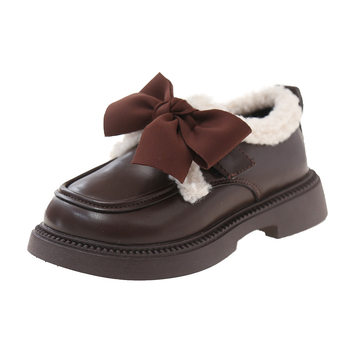 Lányoknak koreai stílusú műbőr csizma fleece béléssel, Velcro-zár, vastag gumitalp