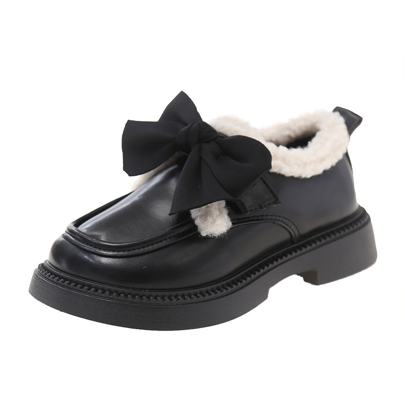 Lányoknak koreai stílusú műbőr csizma fleece béléssel, Velcro-zár, vastag gumitalp