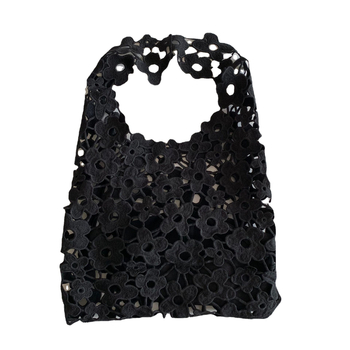 Geantă bucket în stil coreean, din paie, cu dantelă croșetată, capacitate mare, bretea unică