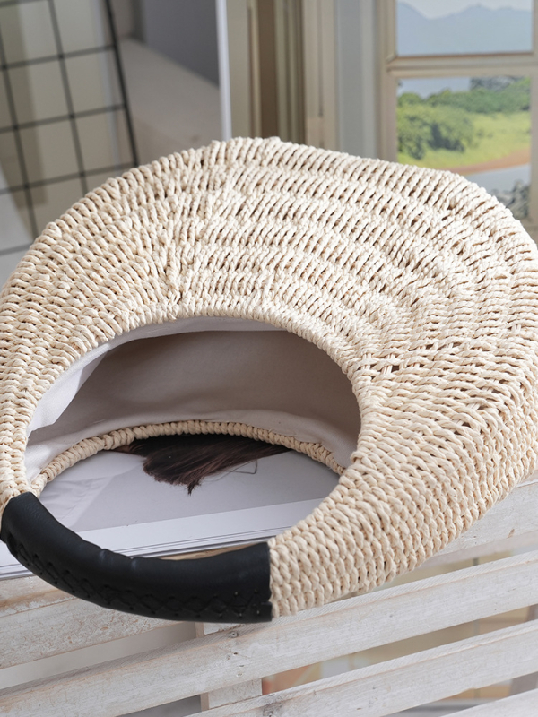 Slamnata pletena torba, gradska jednostavnost, ovalni oblik, unutarnja džep za dokumente