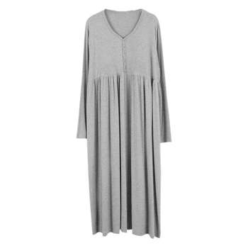 Trudnička haljina s V izrezom, dugi rukavi, modalni materijal, otvor za dojenje, midi patchwork suknja