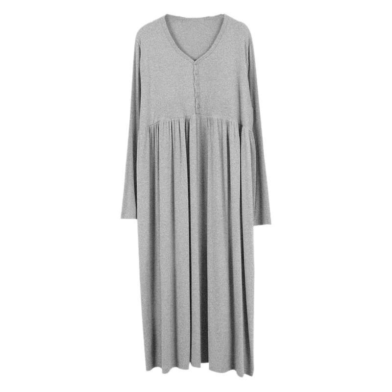 Trudnička haljina s V izrezom, dugi rukavi, modalni materijal, otvor za dojenje, midi patchwork suknja