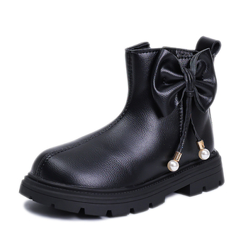 Čizme za djevojčice s flisom, princes stil, umjetna koža gornji dio, gumeni potplat, stražnji zatvarač