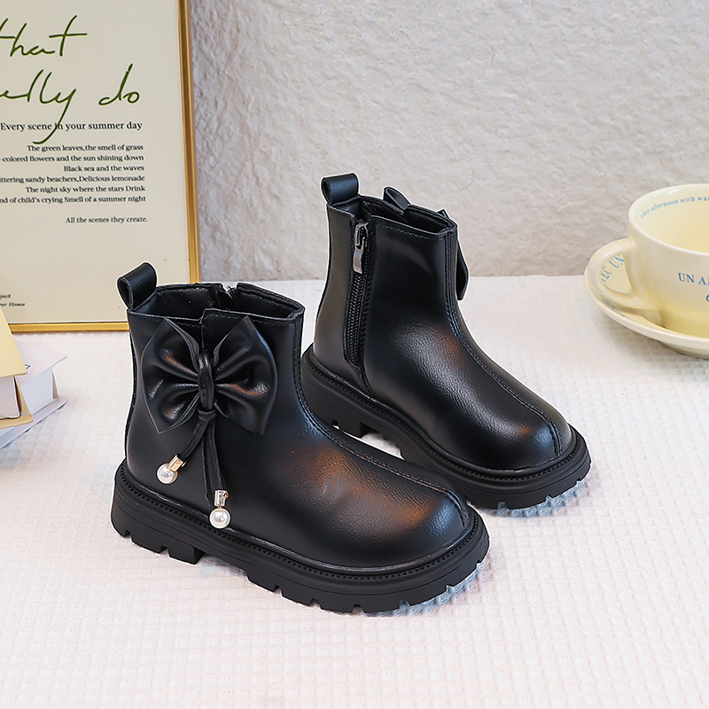 Čizme za djevojčice s flisom, princes stil, umjetna koža gornji dio, gumeni potplat, stražnji zatvarač