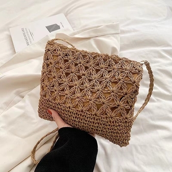 Crossbody torba od papira pletene, mala kvadratna forma, urban stil jednostavnosti, podstava od poliestera, otvoreni džep
