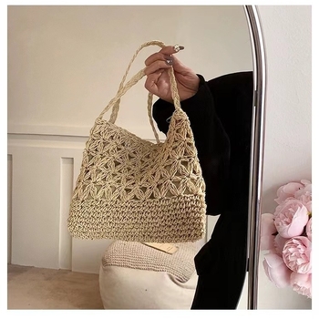 Crossbody torba od papira pletene, mala kvadratna forma, urban stil jednostavnosti, podstava od poliestera, otvoreni džep