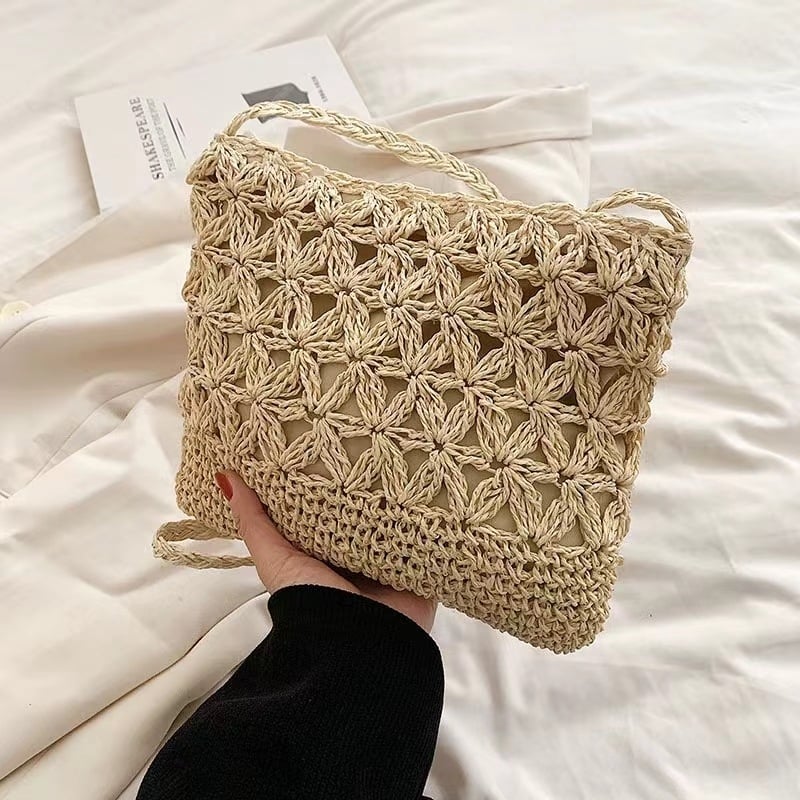 Crossbody torba od papira pletene, mala kvadratna forma, urban stil jednostavnosti, podstava od poliestera, otvoreni džep
