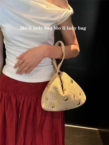 Geantă de paie pătrată, stil proaspăt și dulce, pentru utilizare zilnică, vara 2025