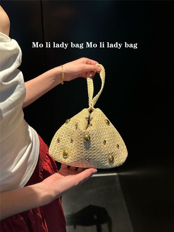 Geantă de paie pătrată, stil proaspăt și dulce, pentru utilizare zilnică, vara 2025