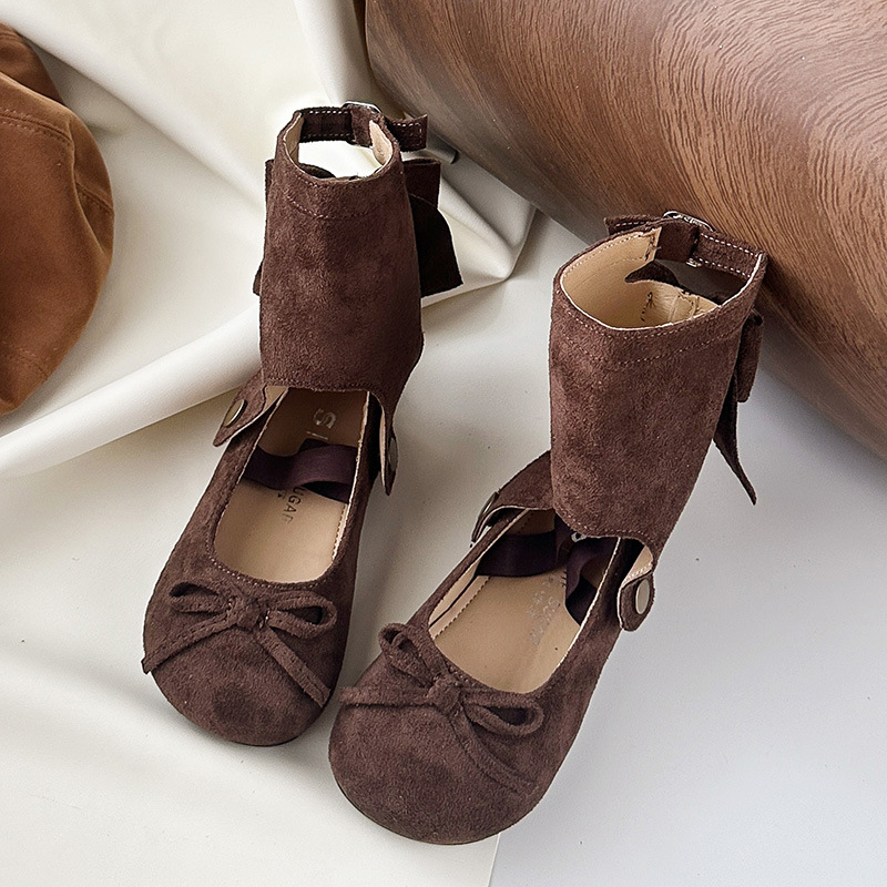 Dječje cipele u korejskom stilu s odvojivom mašnicom, kopča s buckom, gornji dio od umjetne kože, PU đon, srednja visina cipele, proljeće i jesen