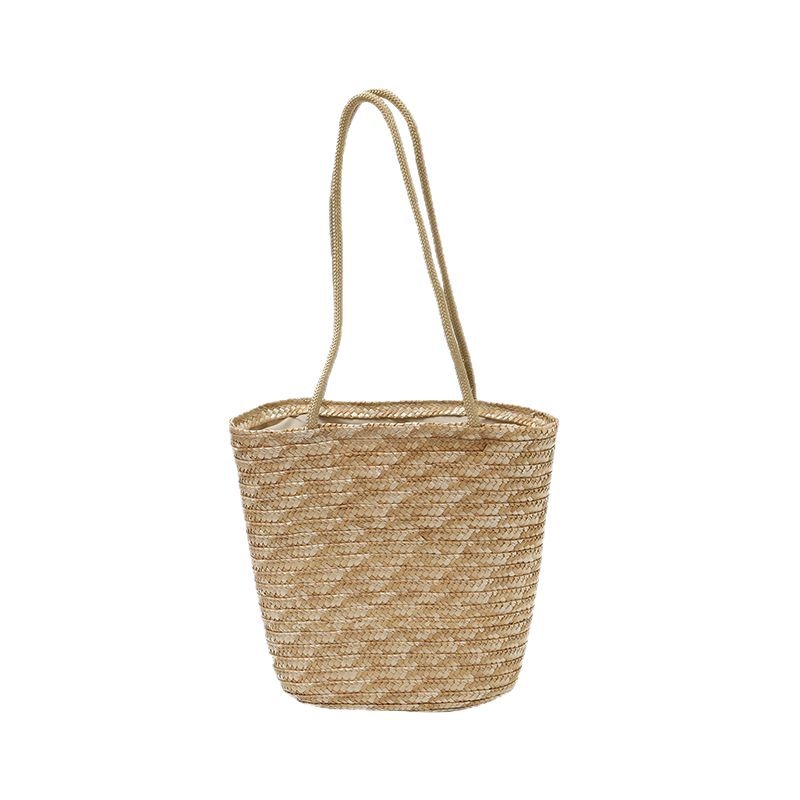 Cemer Ručno Pletena Slamnata Torba – Za Putovanja i Odmor, Vertikalno Kvadratnog Oblika, Zatvaranje na Zip, Podstava od Poliester-Pamuk