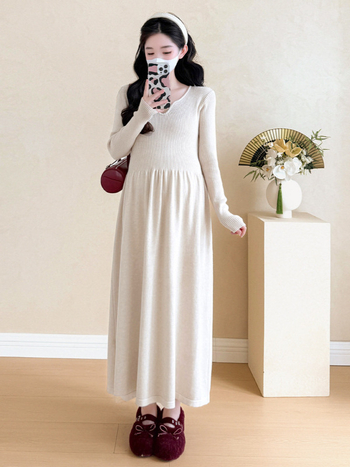 Trudnički dvodijelni set, dugi rukav, poliester, japansko-korejski casual stil