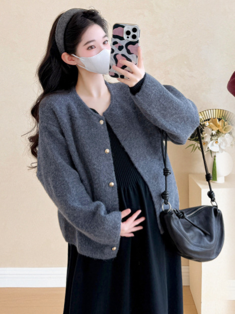 Trudnički dvodijelni set, dugi rukav, poliester, japansko-korejski casual stil