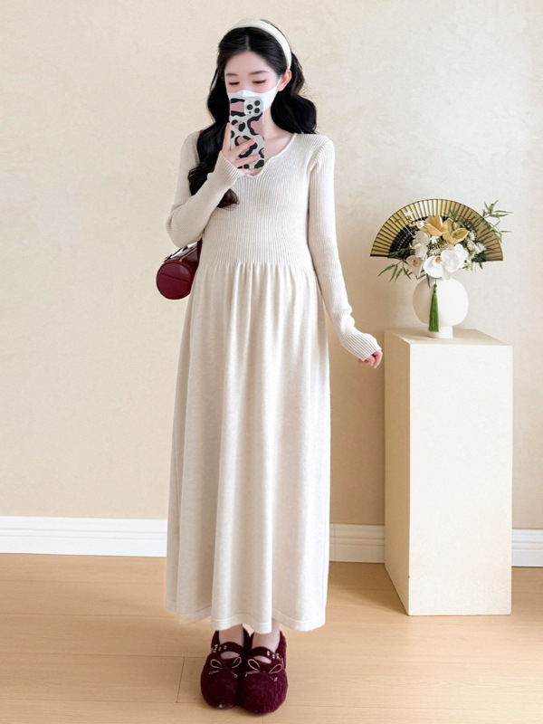 Trudnički dvodijelni set, dugi rukav, poliester, japansko-korejski casual stil