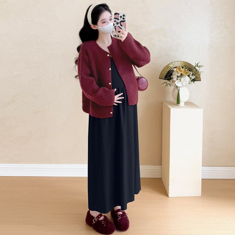 Trudnički dvodijelni set, dugi rukav, poliester, japansko-korejski casual stil